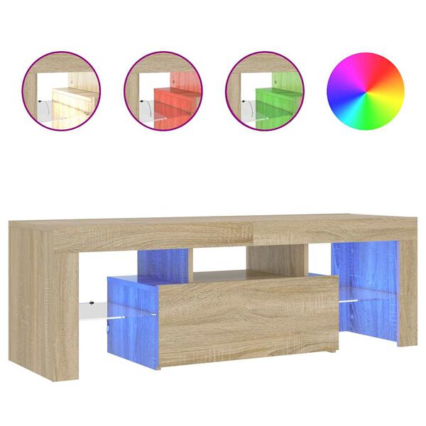 vidaXL TV-taso LED-valoilla Sonoma-tammi 120x35x40 cm