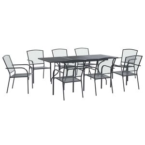 vidaXL Piharuokailu setti 9 pcs Antrasiitti 212 x 90 x 76 cm