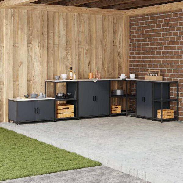 vidaXL Keitti&ouml;n s&auml;ilytys hyllyll&auml; Antrasiitti 60 x 50 x 92 cm Ter&auml;s