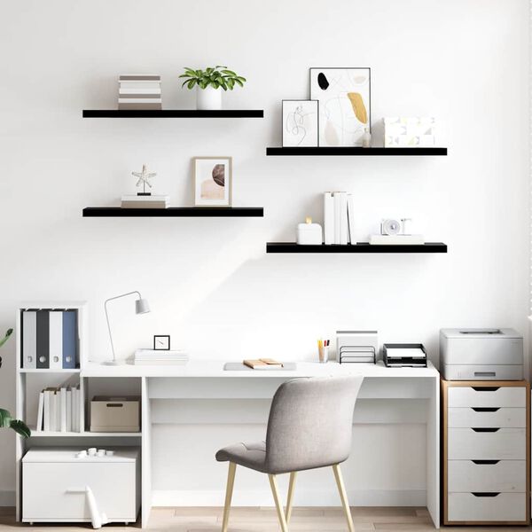 vidaXL Kelluvat sein&auml;hyllyt 4 kpl korkeakiilto musta 90x23,5x3,8cm MDF