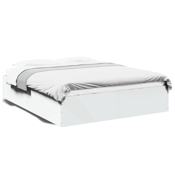 vidaXL Sängynrunko valkoinen 150x200 cm tekninen puu