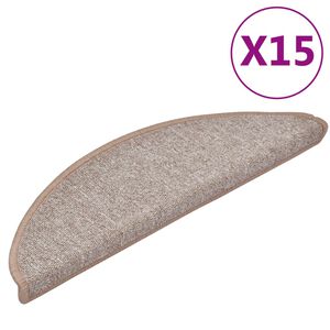 vidaXL Porrasmatot 15 kpl 56x17x3 cm vaaleanruskea puolipy&ouml;re&auml;