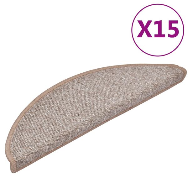 vidaXL Porrasmatot 15 kpl 56x17x3 cm vaaleanruskea puolipy&ouml;re&auml;