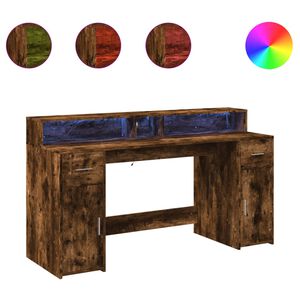 vidaXL Ty&ouml;p&ouml;yt&auml; LED-valoilla savutammi 160x55x91 cm tekninen puu