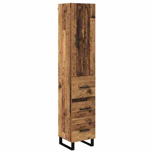 vidaXL Korkea kaappi Vanha Puu 34,5 x 34 x 180 cm Tekninen puu