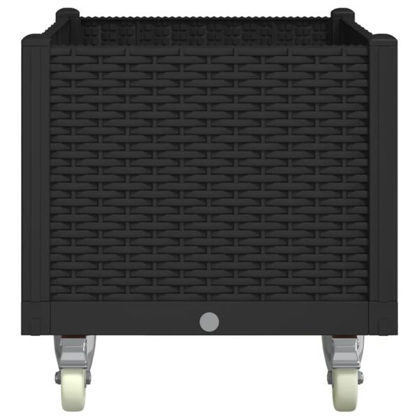 vidaXL Ulkokukkalaatikko pyörillä musta 80x50x54 cm PP