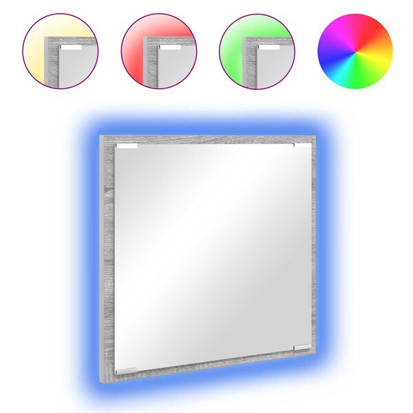 vidaXL LED kylpyhuonemirror peilivalot Harmaa Sonoma 40 x 37 x 8.5 cm