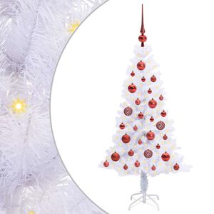 vidaXL Tekojoulukuusi 150 LED-valoilla Valkoinen 120 cm PVC ja ter&auml;s