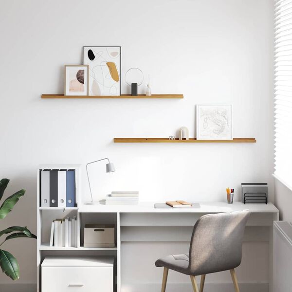 vidaXL Sein&auml;hylly hyllyll&auml; 2 pcs Beige 115 x 9 x 3 cm Tekninen puu