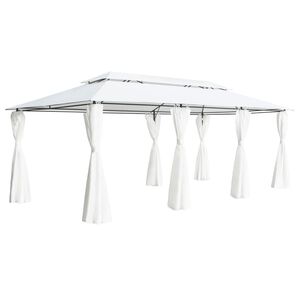 vidaXL Huvimaja verhoilla 600x298x270 cm valkoinen 180 g/m&sup2;