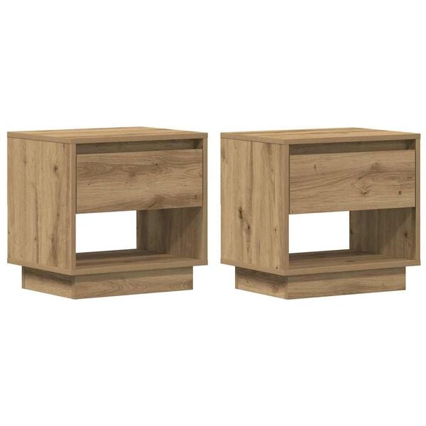 vidaXL Yöpöytä 2 pcs Artisan tammi 45 x 34 x 44 cm Tekninen puu