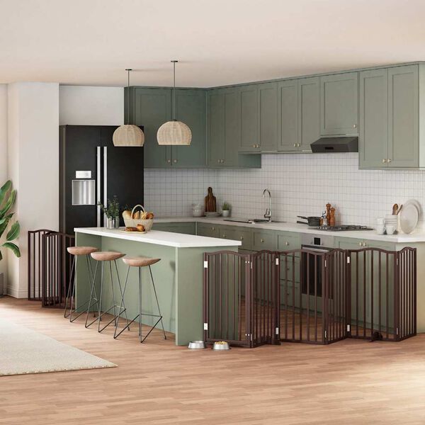 vidaXL Koiraportti kokoontaittuva 9 paneelia ruskea 450 cm poppelipuu