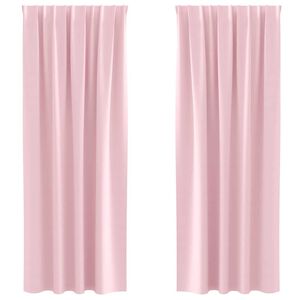 vidaXL Piment&auml;v&auml; verho renkailla 2 pcs Vaaleanpunainen 245 x 140 cm