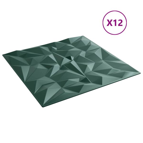 vidaXL Sein&auml;paneelit 12 pcs Ametistivihre&auml; 50 x 50 cm XPS Vaahdon