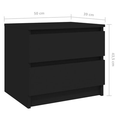 vidaXL Yöpöytä musta 50x39x43,5 cm lastulevy
