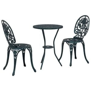 vidaXL Puutarhan Bistro Set 3 kpl Vihre&auml; Alumiini