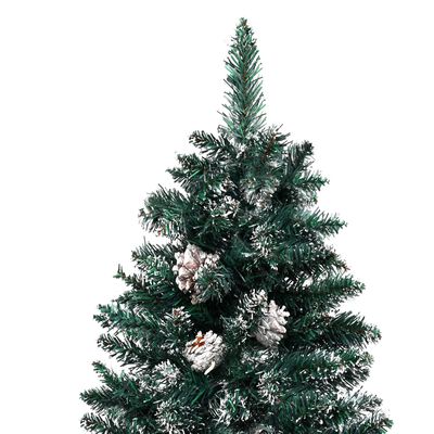 vidaXL Kapea joulukuusi aidolla puulla ja lumella vihreä 150 cm