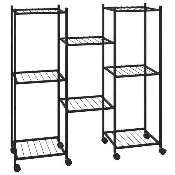 vidaXL Kukkateline pyörillä 83x25x83,5 cm musta rauta