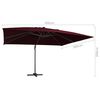 vidaXL Aurinkovarjo cantilever LED-valoilla 400x300 cm viininpunainen