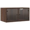 vidaXL Sein&auml;kaapit lasiovilla 2 kpl ruskea tammi 68,5x37x35 cm