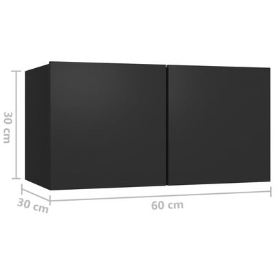 vidaXL Seinäkiinnitettävä TV-taso musta 60x30x30 cm