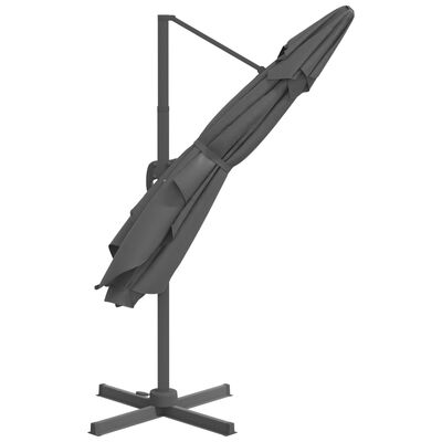 vidaXL Riippuva aurinkovarjo alumiinipylväällä antrasiitti 400x300 cm