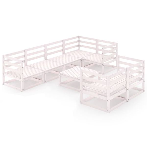 vidaXL 8-osainen puutarhasohvasarja valkoinen t&auml;ysi m&auml;nty