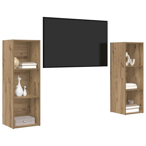 vidaXL TV-tasosetti 2 pcs Artisan tammi 107 x 35 x 37 cm Tekninen puu