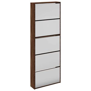 vidaXL Kenk&auml;kaappi peilill&auml; 5-kerroksinen ruskea tammi 63x17x169,5 cm