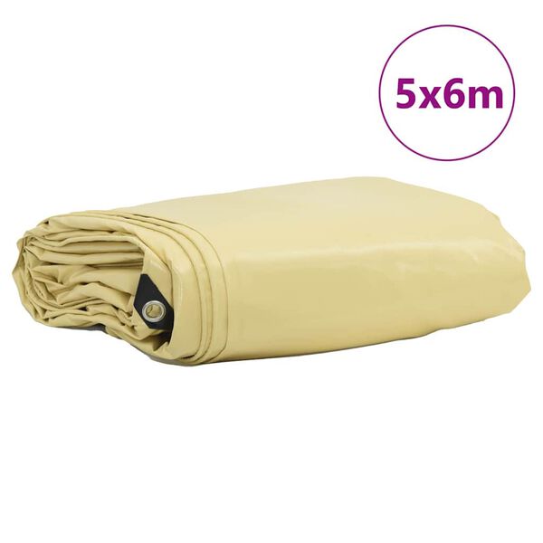 vidaXL Pressu 650g / m² Beige 5 x 6 m Kangas PVC-pinnoitteella
