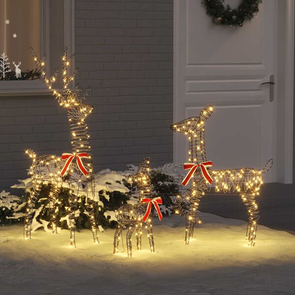 vidaXL Poro-perhe 3 pcs Lämmin valkoinen 67 x 26 x 127 cm Rottinki