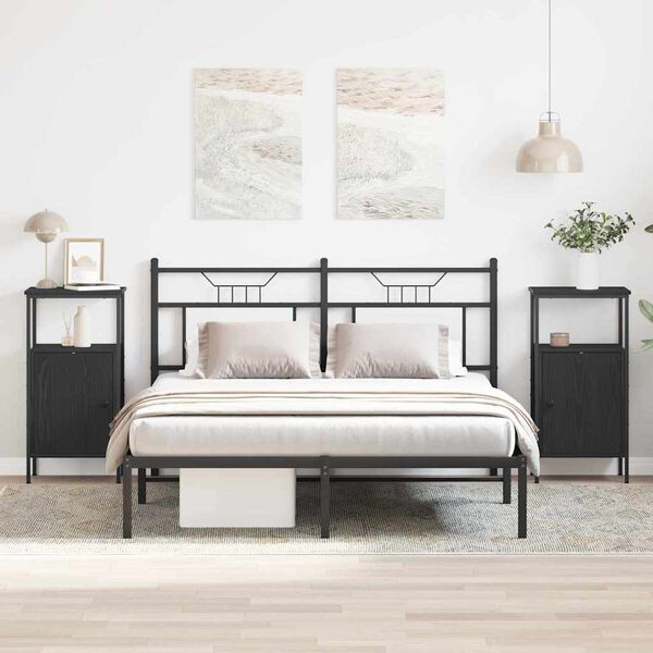 vidaXL Y&ouml;p&ouml;yt&auml;kaappi 2 pcs Musta tammi. 41 x 31 x 80 cm Tekninen puu