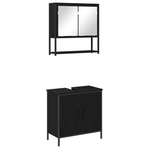 vidaXL Kylpyhuonekalustesetti 2 kpl Musta 60 x 30 x 60 cm Tekninen puu