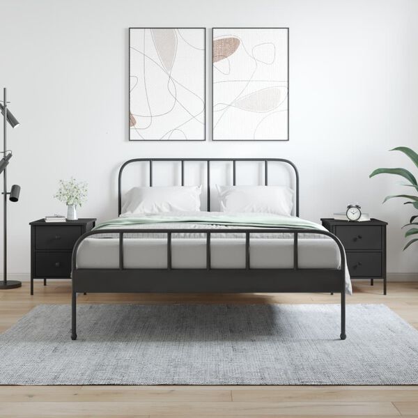 vidaXL Y&ouml;p&ouml;yd&auml;t 2 kpl musta 40x42x50 cm tekninen puu