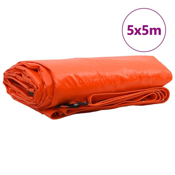 vidaXL Pressu 650g / m² Oranssi 5 x 5 m Kangas PVC-pinnoitteella