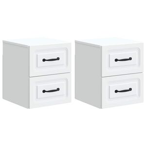 vidaXL Sein&auml;lle Kiinnitett&auml;v&auml; Y&ouml;p&ouml;yt&auml; 2 pcs valkoinen Tekninen puu