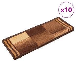 vidaXL Itsekiinnittyv&auml;t porrasmatot 10 kpl 65x21x4 cm ruskea