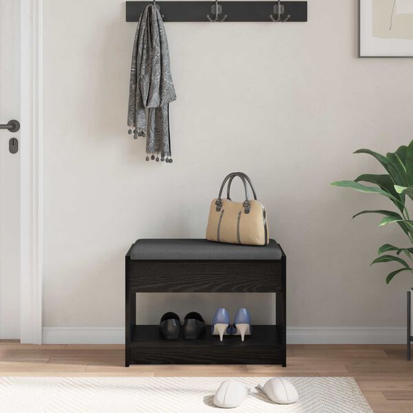 vidaXL Halli penkki Musta Tammi 63 x 38 x 45 cm Insin&ouml;&ouml;ripuu ja kangas