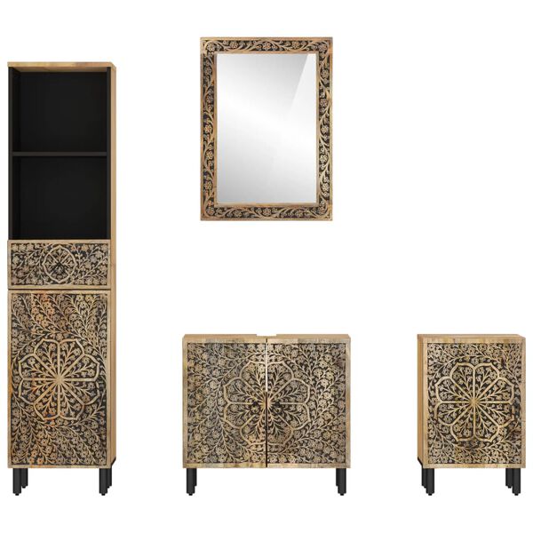 vidaXL 4-osainen Kylpyhuoneen kalustesarja t&auml;ysi mangopuu