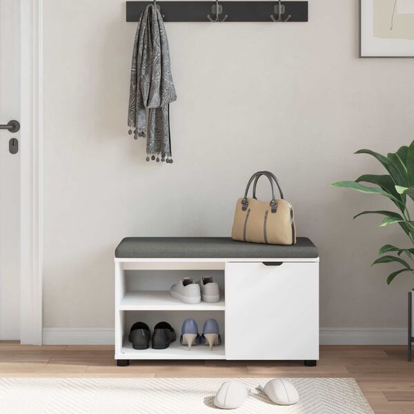 vidaXL Halli penkki Valkoinen 80 x 38 x 46 cm Insin&ouml;&ouml;ripuu ja kangas