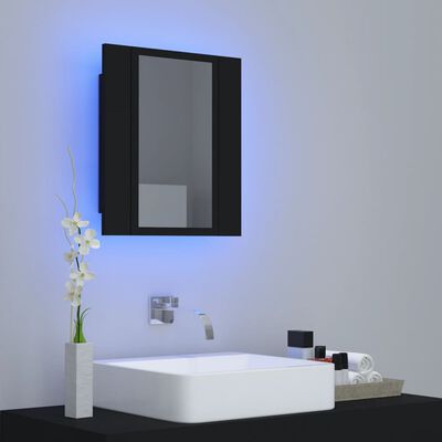 vidaXL Kylpyhuoneen LED-peilikaappi musta 40x12x45 cm akryyli