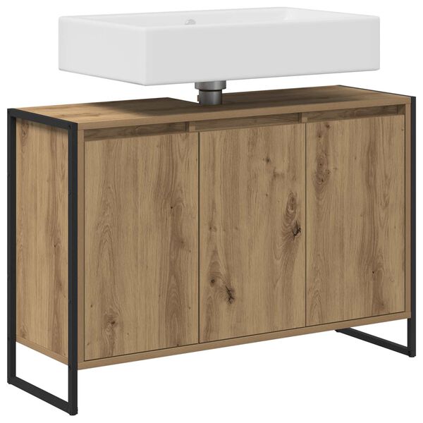 vidaXL Kylpyhuonekaappi ovella Taidekoivu 90 x 30 x 60 cm Tekninen puu