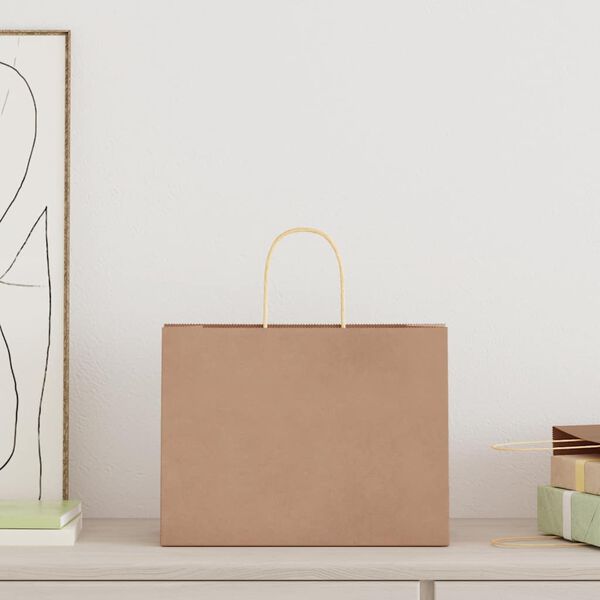 vidaXL Paperikassit 50 kpl kahvoilla ruskea 32x17x25 cm