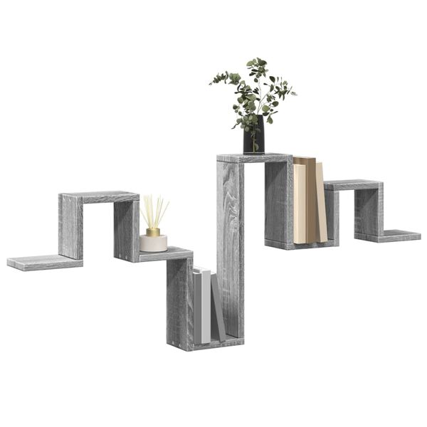 vidaXL Seinähylly harmaa Sonoma 104,5x10x43 cm tekninen puu