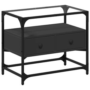vidaXL TV-taso lasinen p&ouml;yt&auml;levy musta 60x35x51 cm tekninen puu