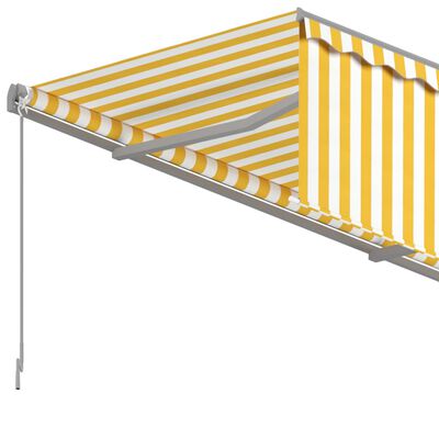 vidaXL Manuaalisesti kelattava markiisi verhoilla 5x3 m keltavalkoinen