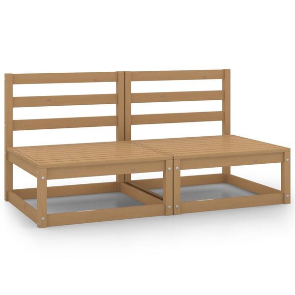 vidaXL Puutarhan keskisohvat 2 kpl hunajanruskea täysi mänty