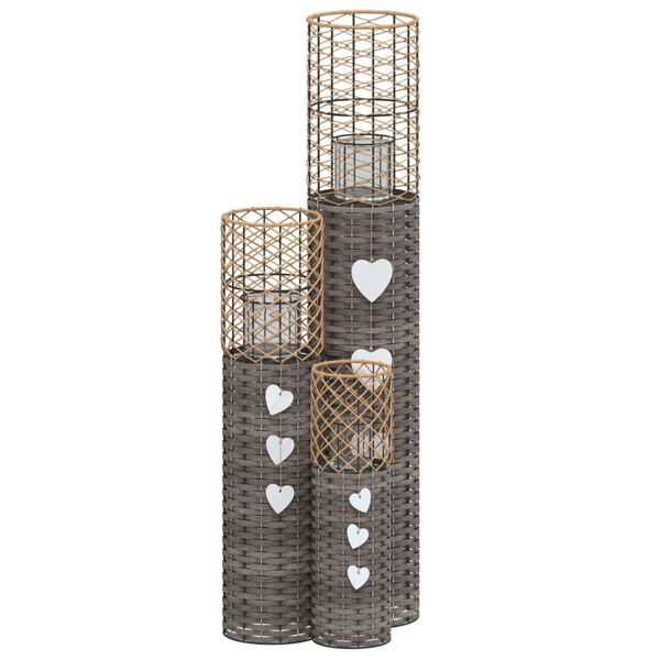 vidaXL Kynttilänjalat 3 kpl harmaa paju