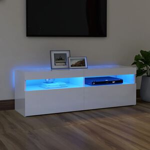 vidaXL TV-taso LED-valoilla korkeakiilto valkoinen 120x35x40 cm