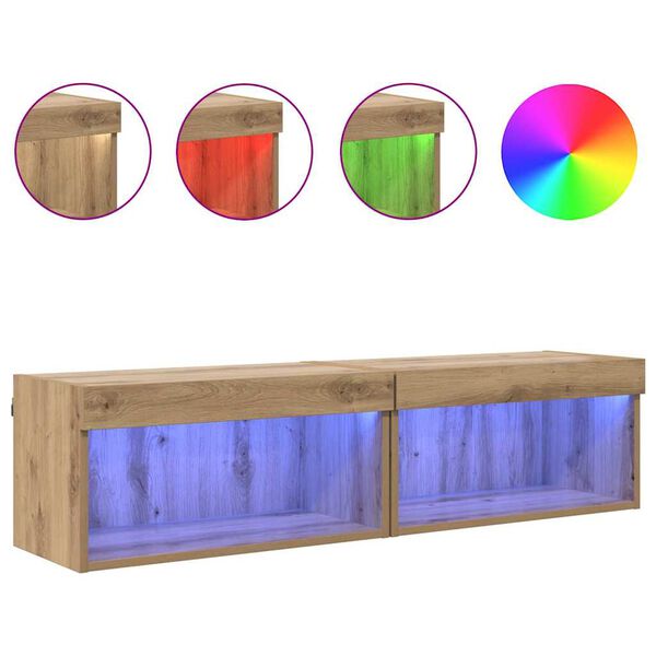 vidaXL TV-tasosetti LED-valoilla Artisan tammi Tekninen puu